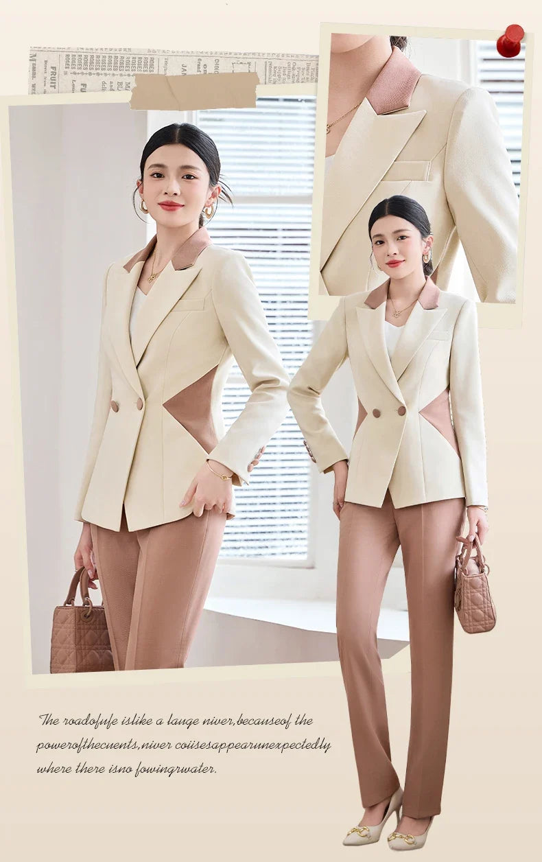 Fashionable professional women's attire, exquisite elegant two-piece pant + suit jacket. 2025 autumn winter new styles