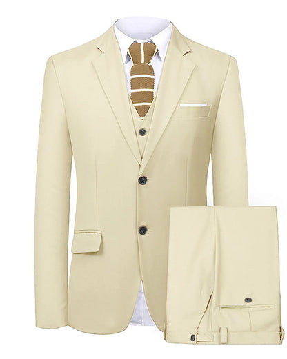 Men's 3 Pieces Suit Two Buttons Notch Lapel Jacket Waistcoat and Trousers Dinner Wedding Tuxedos Slim Fit Formal Business Suits