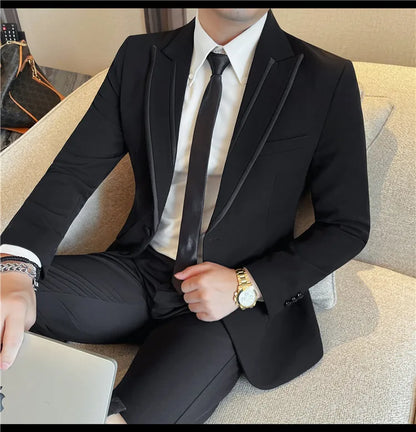 Brand Suit Jacket Men Slim Fit Wedding Groom Dress Jackets Men's Business Casual Blazers Dress Code for Banquet Party Hosts 2025