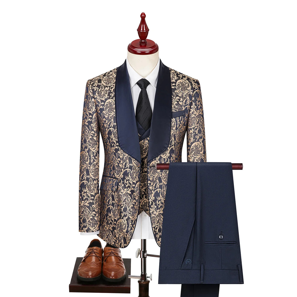 2025 Men's Jacquard Suits 3 Pieces ( Jacket+vest+pant) Wedding Dress Groom's Suit Host's Performance Party Stage Formal Clothing