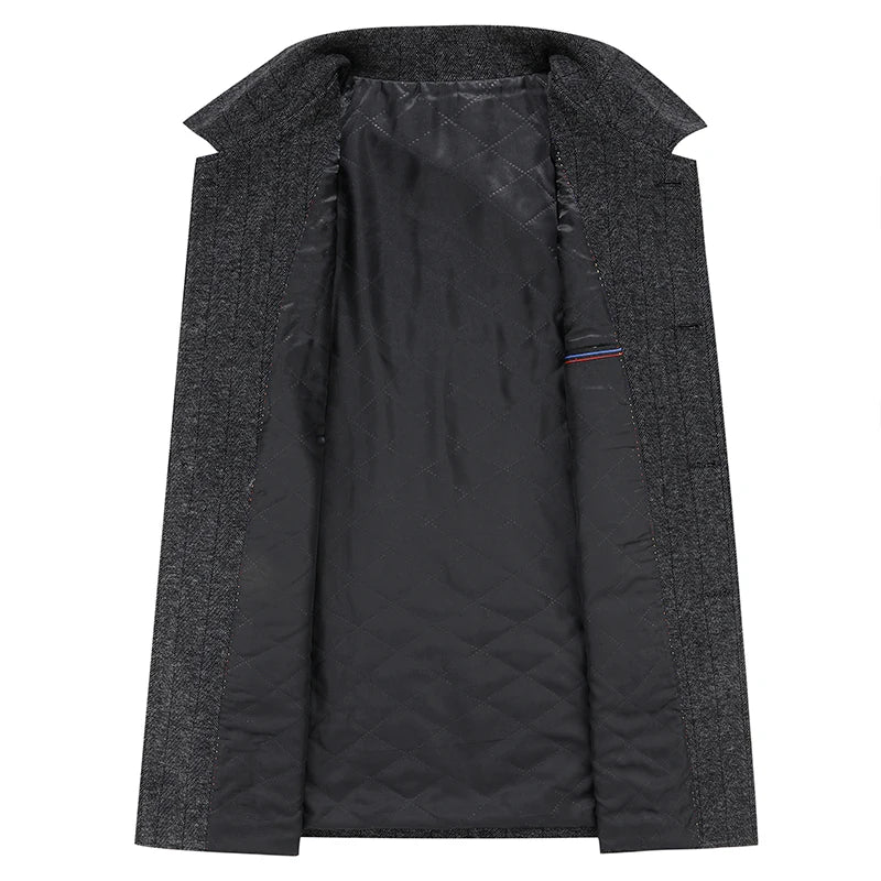 Mens Designer Knitted Wool Stretch Coat Casual Business Handsome Overcoat High Quality Fashion 2024