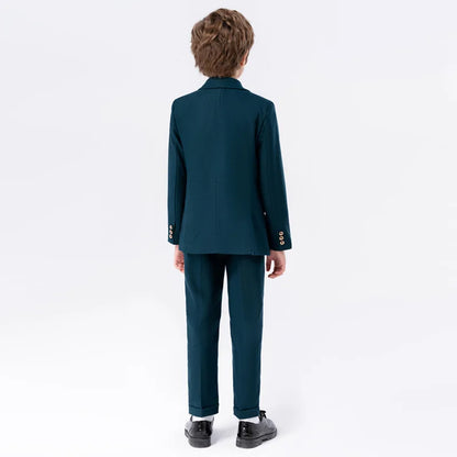 Boys Spring Autumn Suit Set Kids Wedding Birthday Party Performance Costume Children's Green Host Piano Blazer Suit