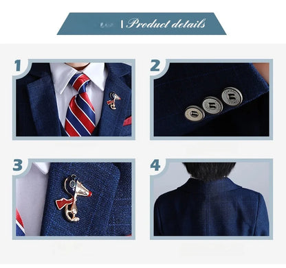 Big Teenager Tuxedo Dress Children Dance Costume Flower Boy Wedding Suit Kids Formal Jacket Vest Pants 3PCS Party Photograph Set