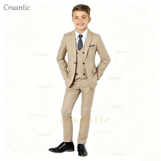 Elegant Boys Formal Suit Sets Piano Performance High Quality Blazer Vest Pants 3 Pieces School Evening Prom Slim Fit Tuxedos