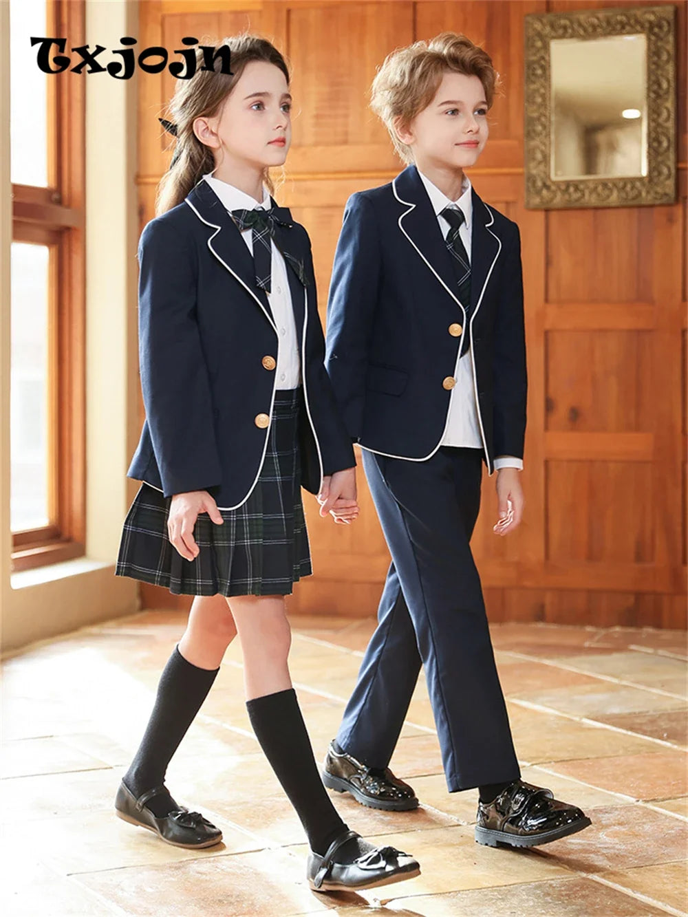 Newest School Uniform 4 Pieces For Boys And Girls 110-180cm Formal Elegant Kids Suit Set Choir Performance Wear In Stocks