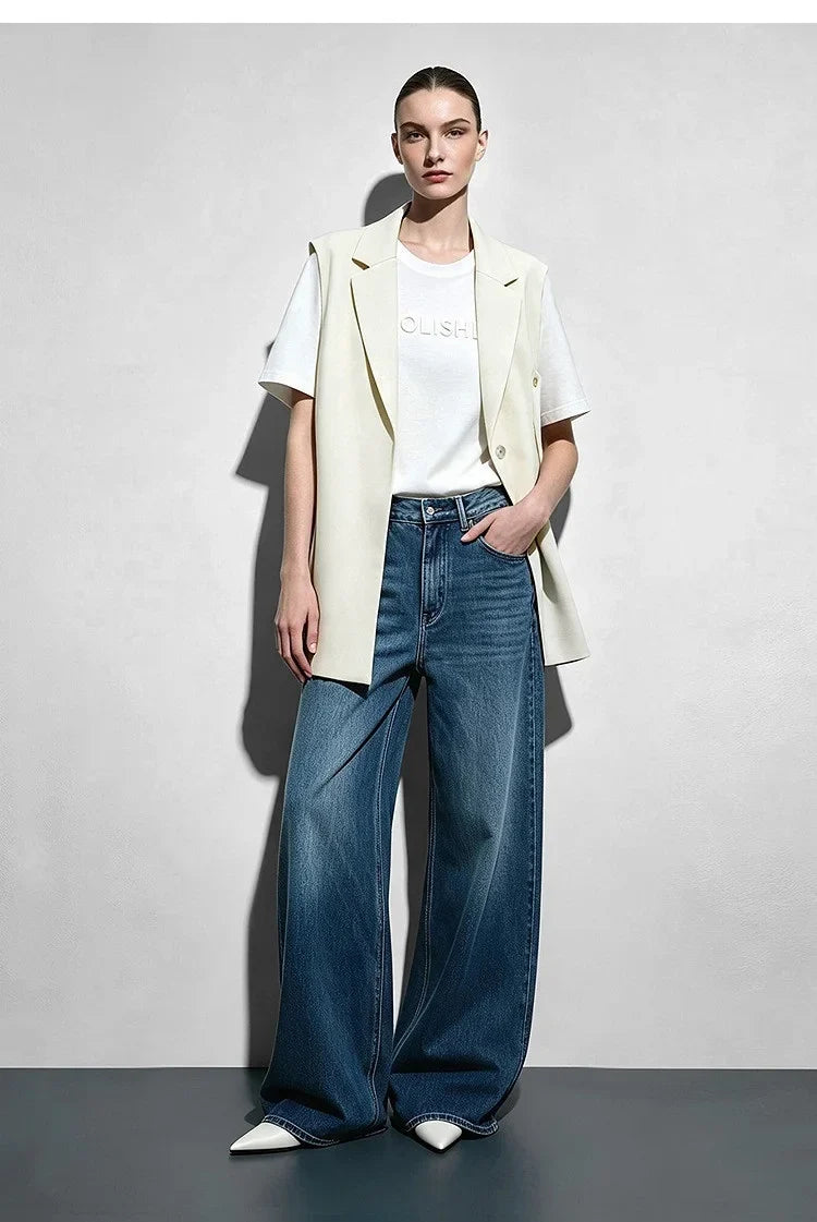 Women Lapel Collar Vest Jacket Loose Long Draped Construction Minimalist Commuter Coats Woman Autumn Outfit 2026 12623085