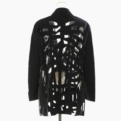 Women Chic Blazer Hollow Out Niche Design Single Button Notched Collar High-end Jacket Fashion Coat New Spring 2026 HK19476