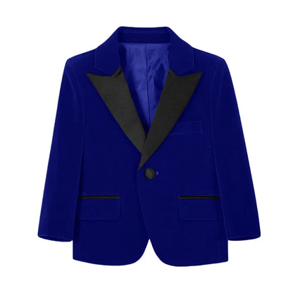 New Autumn Boys Handsome Velvet Jacket For School Performance High Quality Peak Lapel Kids Blazer Banquet Party Wear 2-20T