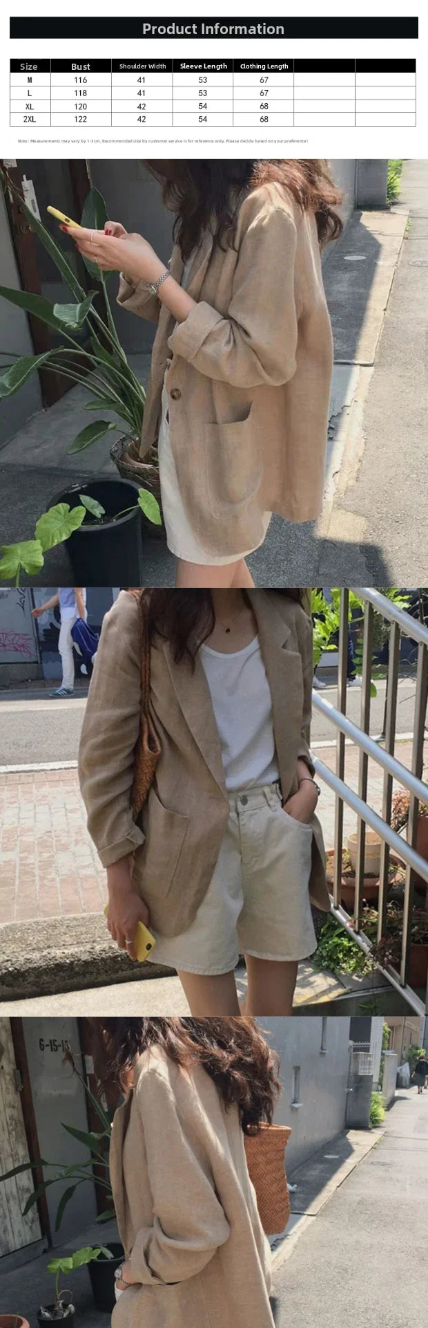 Loose Fit Summer New Style Women's  Jacket Cotton Linen Thin Material Large Size Street Style Small West Coat High End ...