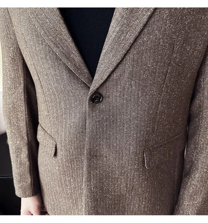 Men's Blazer Single Breasted Slim Fit Korean Style Casual Suit Jacket