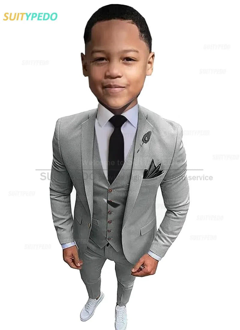 New Fashion Boys Suits Children Birthday Formal Outfit Blazer Vest Pants 3 Pieces School Activity Chorus Performance Costume