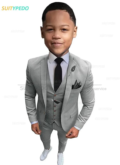 New Fashion Boys Suits Children Birthday Formal Outfit Blazer Vest Pants 3 Pieces School Activity Chorus Performance Costume
