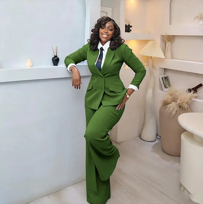 Classic Professional Burgundy Double Breasted Women's Suit Office Formal 2 Piece Jacket Pants Set Casual Daily Streetwear