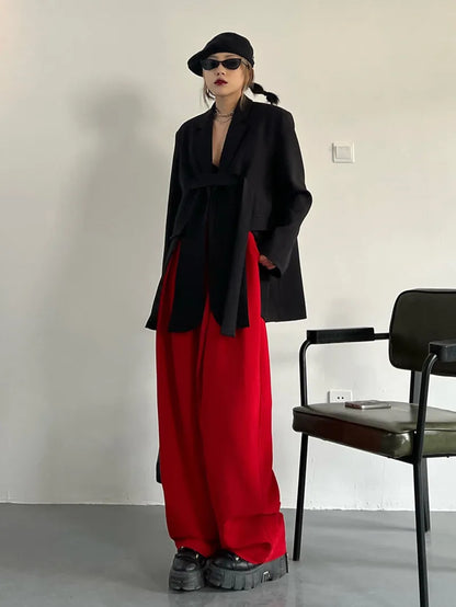 Spring Autumn New Women Blazer Niche Design Split Hem Ribbon Elegant Casual Fashion Chic Jacket High-end Trend Coat HK17058