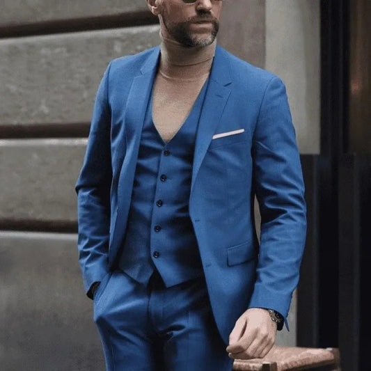 Men's Suit Formal Three-piece Single-breasted With Pocket And Slim-fit Business Casual Party Wedding