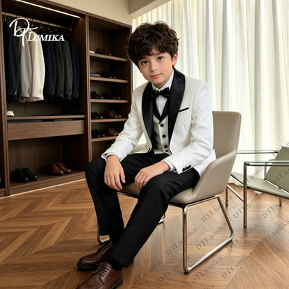 Homecoming Suit for Boys Wedding Guest Kids Formal Tuxedo 5 Pieces Complete Size 3-14T SHIP TODAY Communion Ring Bearer Suits