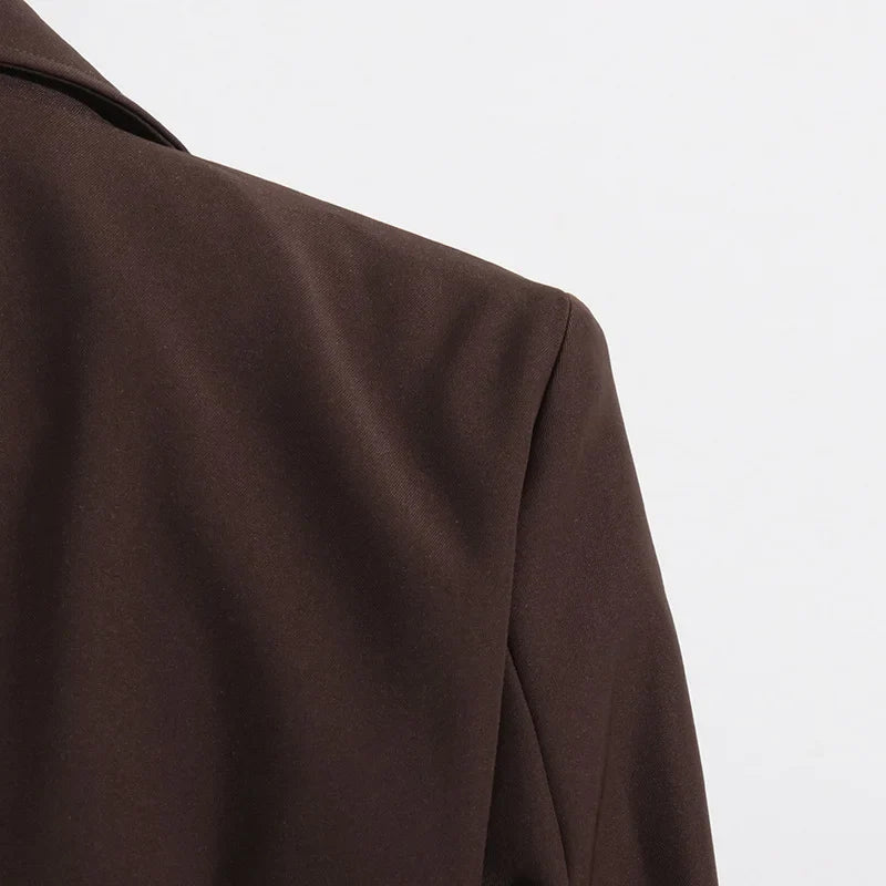 Spring Autumn New Women Blazer Solid Color Single Breasted Notched Collar Fashion Elegant Coat High-end Chic Jacket HK18269