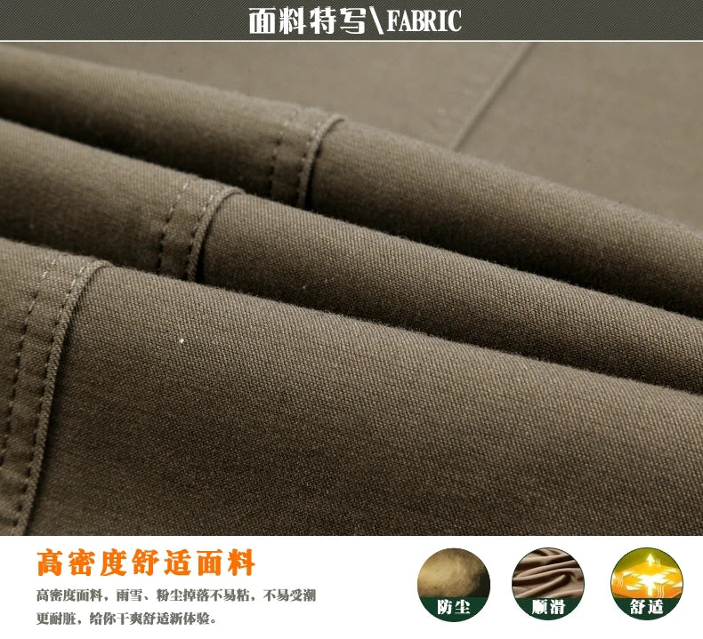 Men's Middle-Aged Cotton Jacket Spring Autumn Lapel Trench Coat Large Size with Buttons Fashionable Classic Outerwear