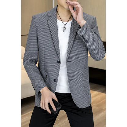 Men's Smart Casual Blazer Single Breasted Slim Fit Solid Color Spring Autumn Jacket