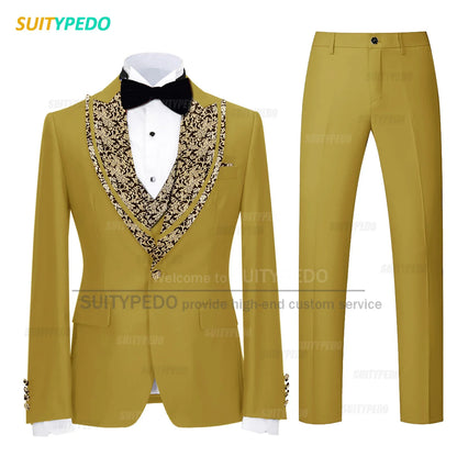 Classic Black Set For Fashion Children Wedding Flower Kid Slim Fit Costumes Formal Party Elegant Blazer Vest Pants 3 Pieces