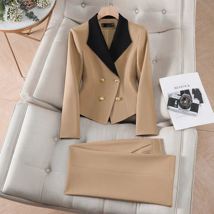 Elegant Chic Two Piece Trousers Set Woman Spring 2026 New Women's Suit Sets Blazer Pants Outfit White Khaki Office Wear
