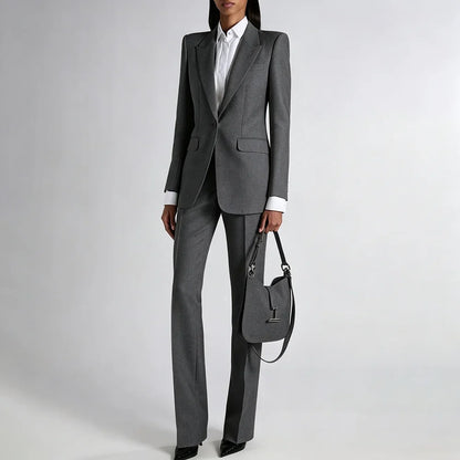 Exquisite Women Oatmeal Color Suit Straight Single Breasted Jacket Pants 2Piece Set Elegant Office Lady Outfit Formal Party Wear
