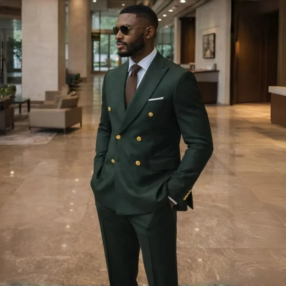 Costumes formels croisés pour hommes invités 2 pièces costume de mariage slim fit ensemble blazer pantalon à la mode pour fête banquet bal de promo