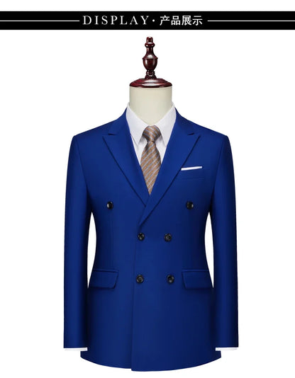 Male Blazer Men's Fashion Business Handsome British Style Casual Slim Solid Color Wedding Work Four Season Style Blazers M-6XL