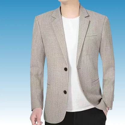 Blazer's New Men's Fashionable Business Wedding Banquet Casual Hosting Dress Is A High-end Middle-aged Thin Design  Blazer