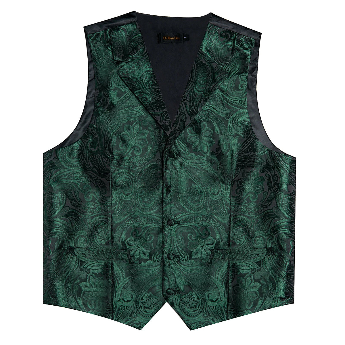 Men's Paisley Suit Vest – Single-Breasted Waistcoat with Tie, Handkerchief & Cufflinks for Weddings & Banquets