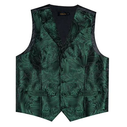 Men's Paisley Suit Vest – Single-Breasted Waistcoat with Tie, Handkerchief & Cufflinks for Weddings & Banquets