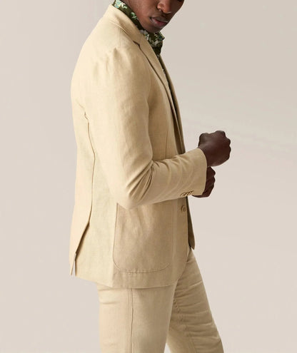 Modern Men's Suit 2 Pieces Linen Blazer And Pants Business Formal Work Wear Wedding Groom Tuxedos Customized Costume Homme M528