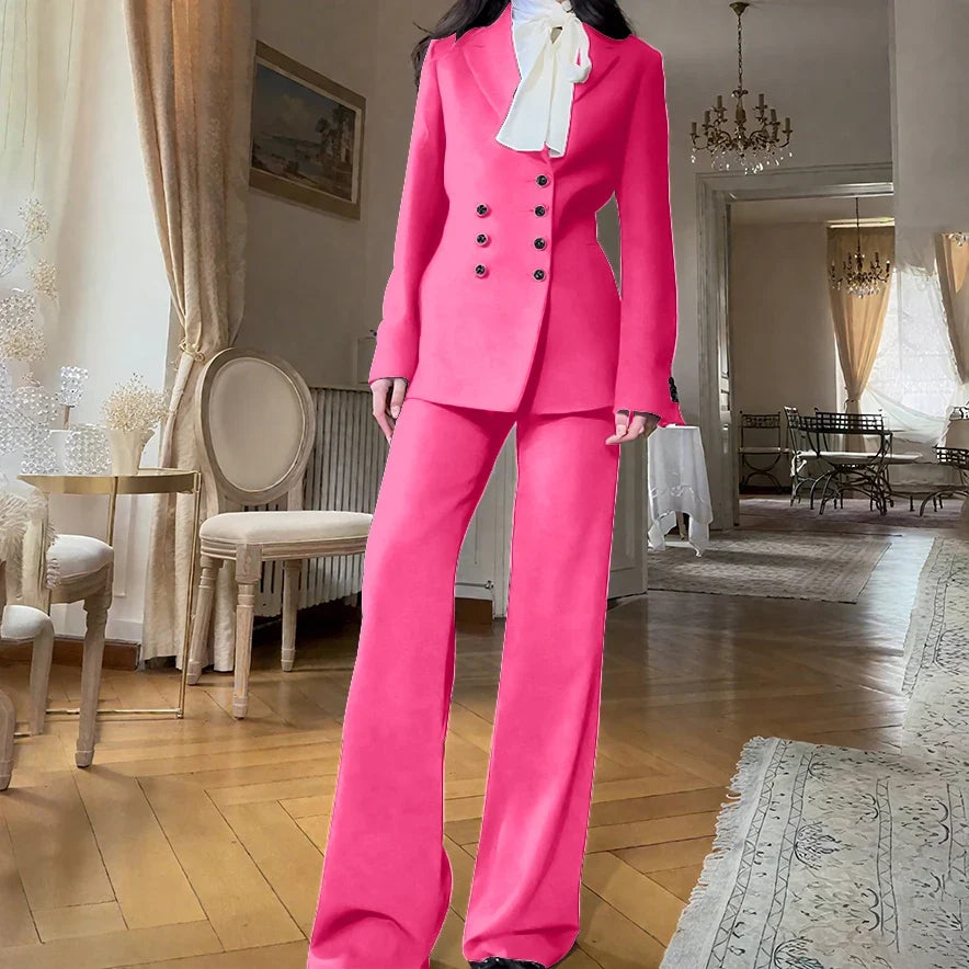 2025 New Women Casual Blazer Suit Set with Double-breasted Office Formal Pant Suit Separates Slim Fit Custom Made Traje de Mujer