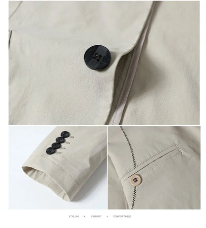 Men's Smart Casual Single-Breasted Collarless Blazer for Spring and Autumn