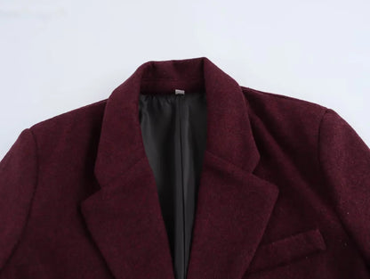 Women's Fashion Versatile Lapel Single Breasted Blazer With Shoulder Pads Female High Street Casual Long Sleeve Jacket Mujer