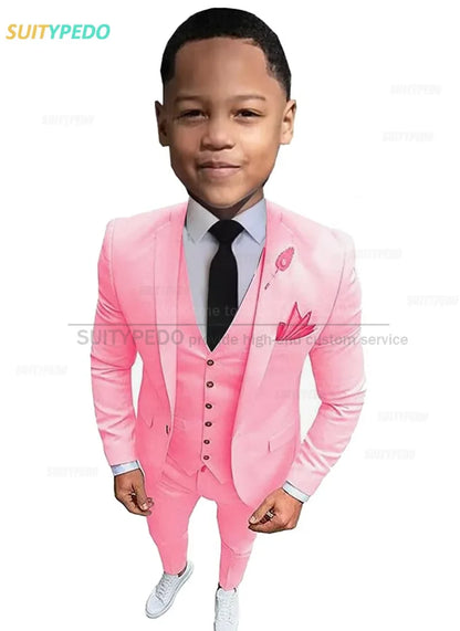 New Fashion Boys Suits Children Birthday Formal Outfit Blazer Vest Pants 3 Pieces School Activity Chorus Performance Costume