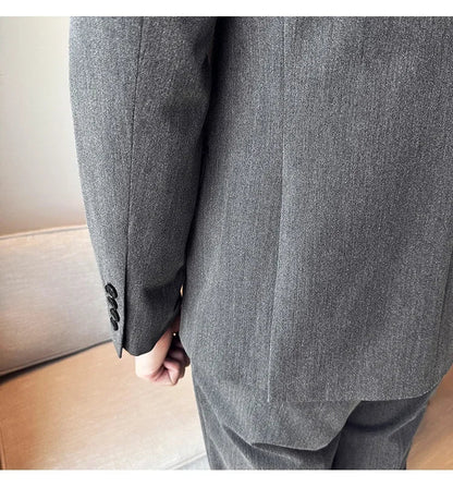 (Jacket+Pant) Fashion Double Breasted Design Men's Slim Fit Suits High Quality Italian Style Wedding Social Tuxedo Men Clothing