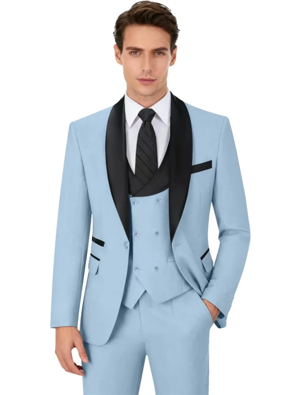 Multi-colors Men's Handsome Suits 3 Pieces Banquet Party Wear Classic Shawl Lapel Suit Set Wedding Groom Sets Plus Size Tuxedo