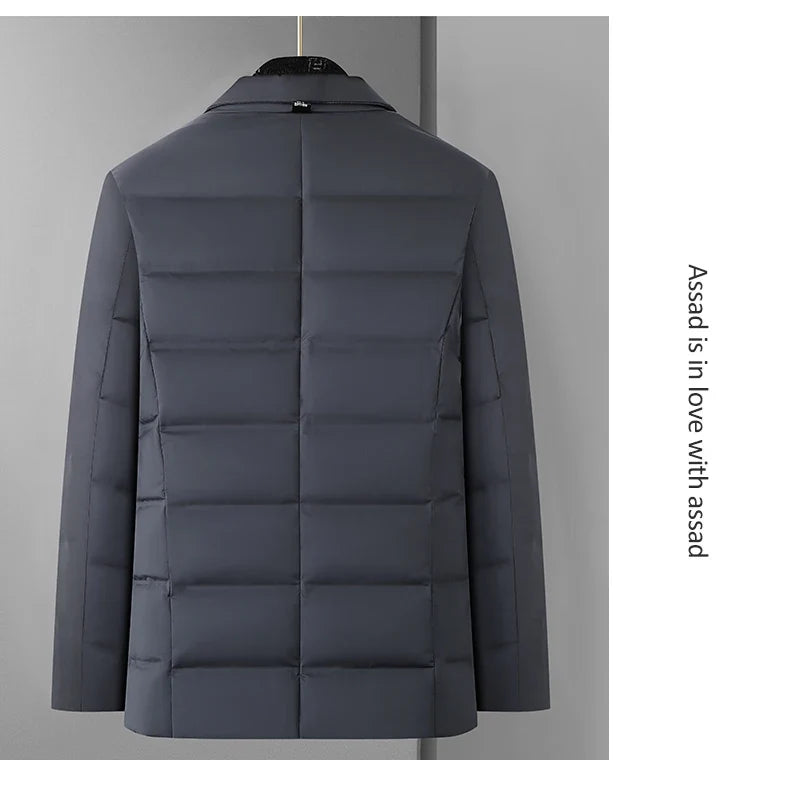 High Quality Men's Handsome down Jacket with Scarf Collar M-6XL Big Plus Size for Middle-Aged Dad Fashionable Outerwear