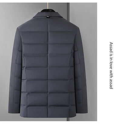 High Quality Men's Handsome down Jacket with Scarf Collar M-6XL Big Plus Size for Middle-Aged Dad Fashionable Outerwear