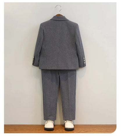 Flower Boys Suit For Wedding Spring Autumn Toddler Birthday Formal Dress Kids Piano Host Performance Outfits Boys Blazers Set