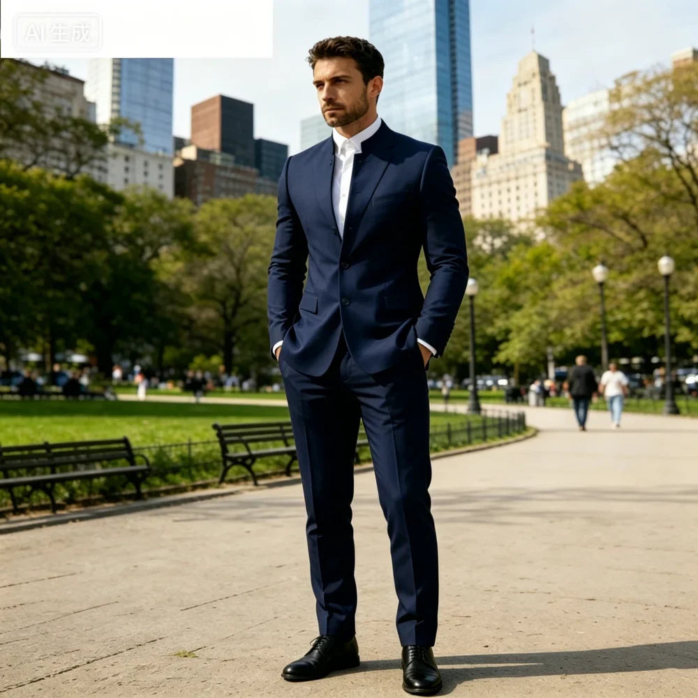 Men's Solid Color Business Terno Casual Workwear British Style Wedding Suit Performance Casual Male Suits Fashion