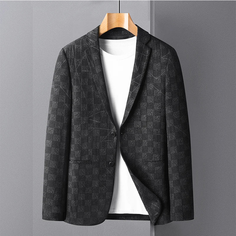 Blazer's New Men's Fashionable Business Wedding Banquet Casual Hosting Dress Showcases A High-end Middle-aged Gentleman Blazer