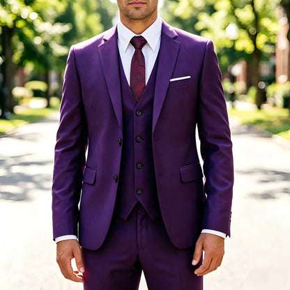 Costume Homme Slim 3 Pièces Blazer Gilet et Pantalon Ensemble de Smoking Élegant de Haute Qualité Robe de Mariage Affaires