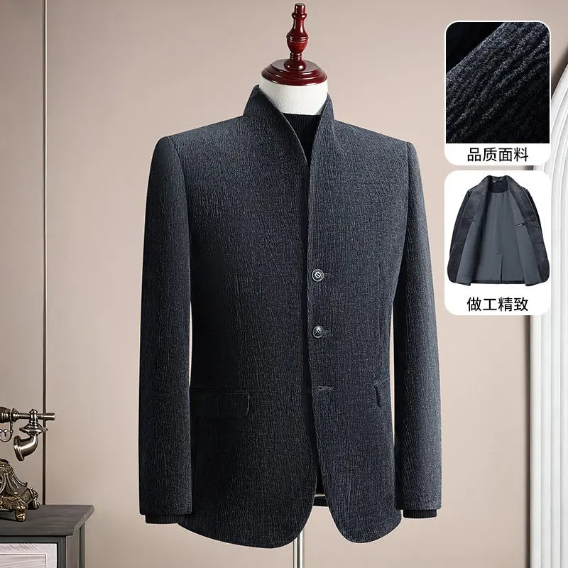 Men's Smart Casual Single Breasted Slim Fit Suit Set – Dark Gray & Black