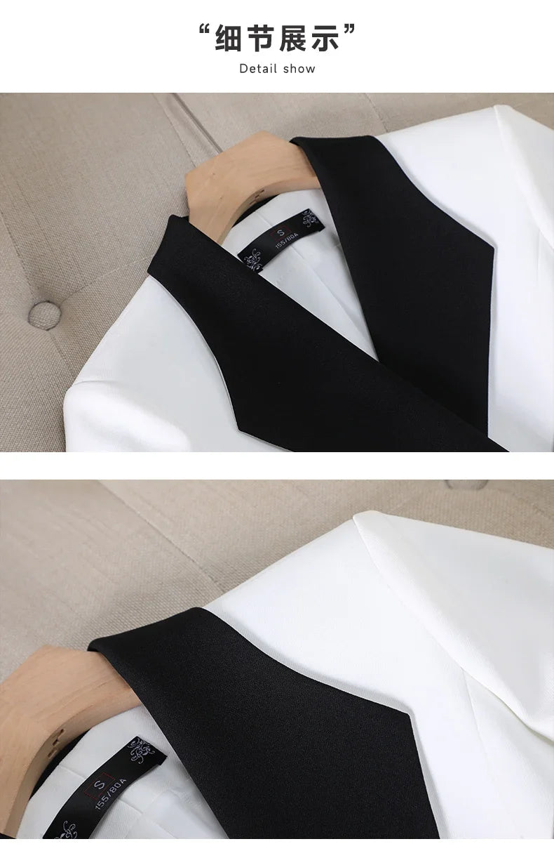 Elegant Chic Two Piece Trousers Set Woman Spring 2026 New Women's Suit Sets Blazer Pants Outfit White Khaki Office Wear