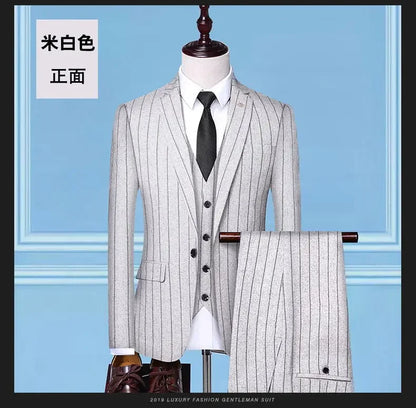 Men's 3-Piece Suit Slim Fit Blazer Vest Trousers Smart Casual Business Formal