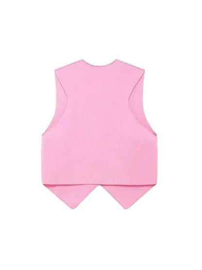 Women's Front Button Crop Knit Vest Sweater, V Neck, Sleeveless, Female Waistcoat, Chic Tops, Fashion