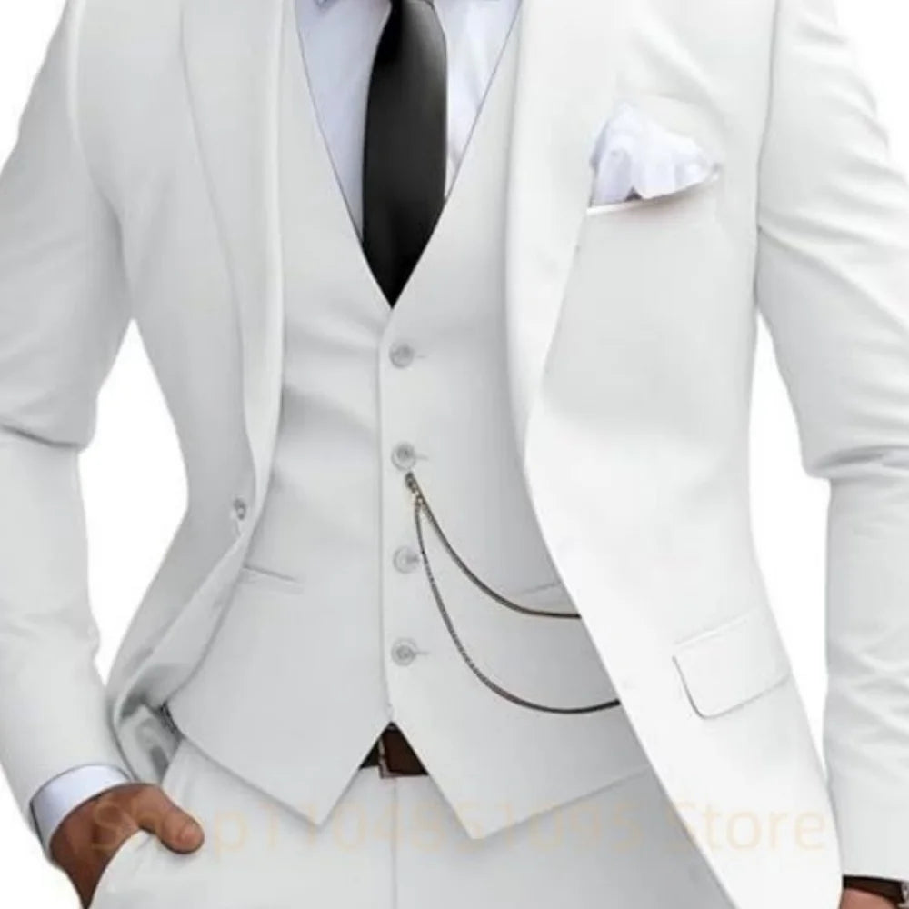 Elegant Mint Green 3 Piece Men's Suit Groom Tuxedos Business Suits Slim Fit Notch Lapel Blazer Vest Pants for Wedding Party Prom