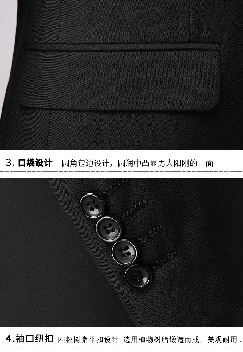 Blazer New Men's Fashion Business Solid Color British Style Professional Work Groom Wedding Dress Best Man Blazer Jacket